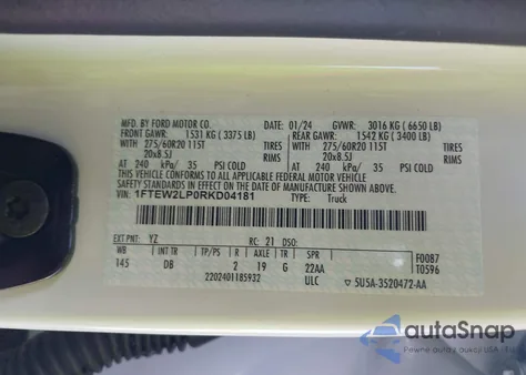 2024 Ford F-150 Stx from USA, damaged, VIN 1FTEW2LP0RKD04181